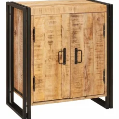 Tafels*vidaXL Nachtkastje Bruin 66 x 35 x 76 cm Massief ruw mango hout Naturel