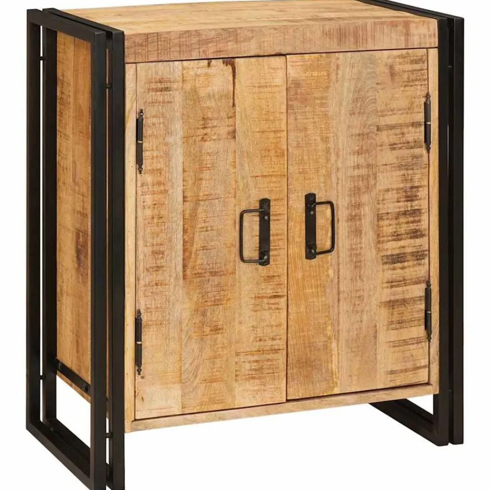 Tafels*vidaXL Nachtkastje Bruin 66 x 35 x 76 cm Massief ruw mango hout Naturel