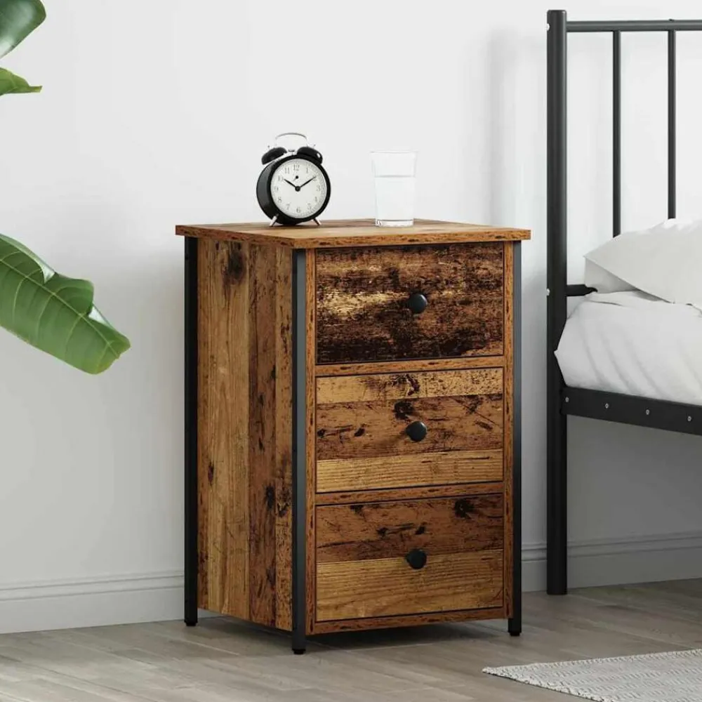 Nachtkastje Bruin 40 x 36 x 60 cm Massief Gerecycled Hout>vidaXL New