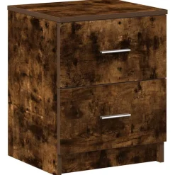 Tafels*vidaXL Nachtkastje met 2 lades 40x36x50 cm kleurig Gerookt eiken
