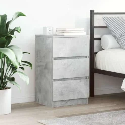 Tafels*vidaXL Nachtkastje met 3 lades 39x35x65 cm Betongrijs