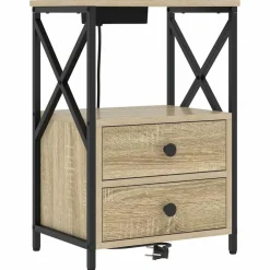 Tafels*vidaXL Nachtkastje met lade 40 x 31 x 60 cm Bewerkt hout Sonoma eiken