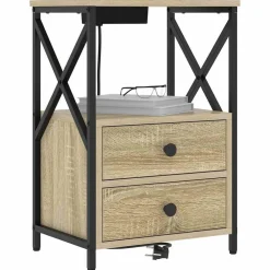 Tafels*vidaXL Nachtkastje met lade 40 x 31 x 60 cm Bewerkt hout Sonoma eiken