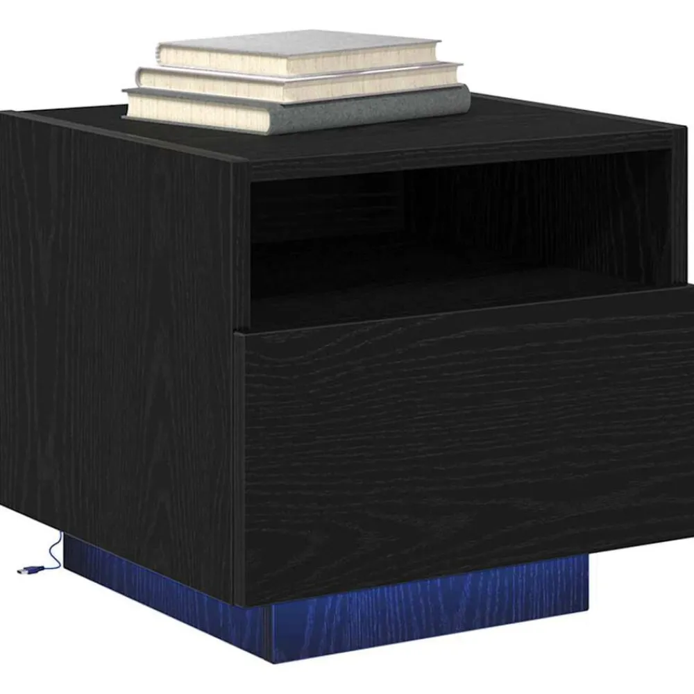 Tafels*vidaXL Nachtkastje met lade 40 x 39 x 37 cm Bewerkt hout Zwart eiken