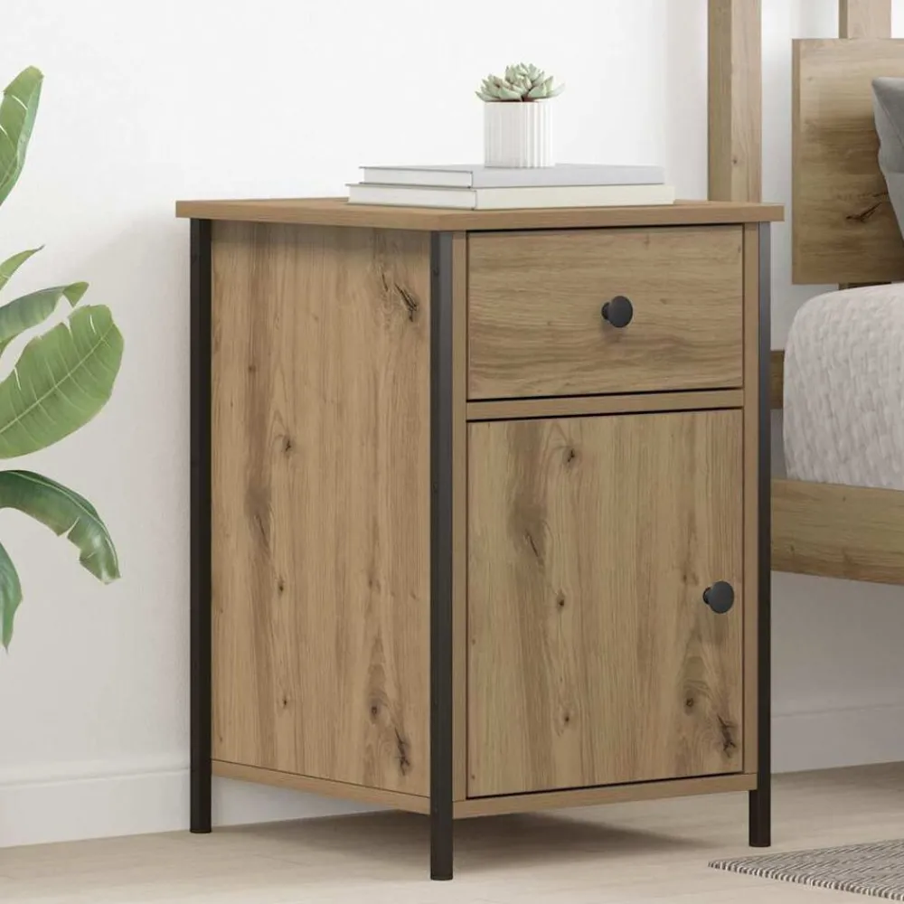 Nachtkastje met lade Artisan Eiken 40 x 42 x 60 cm Bewerkt hout>vidaXL Hot