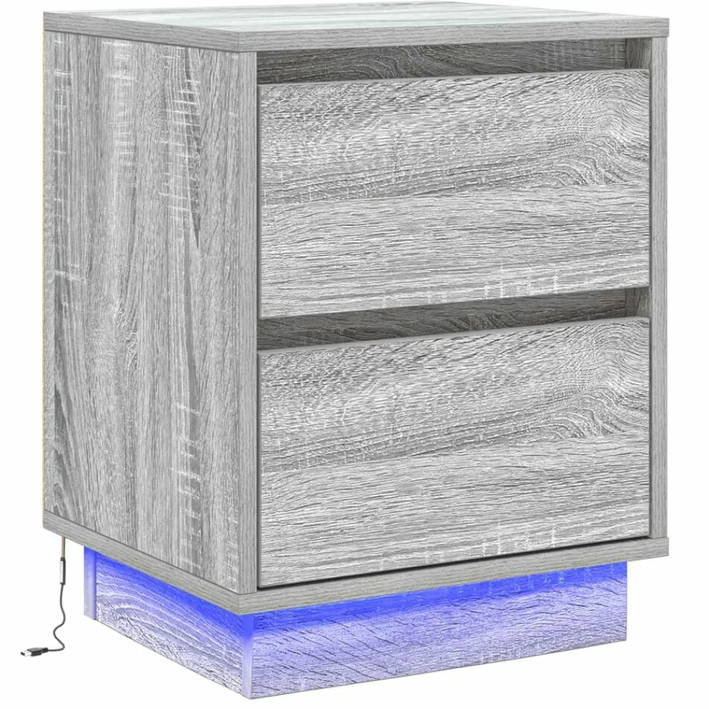 Tafels*vidaXL Nachtkastje met lade Grijs 39 x 34,5 x 50 cm Bewerkt hout Grijs sonoma