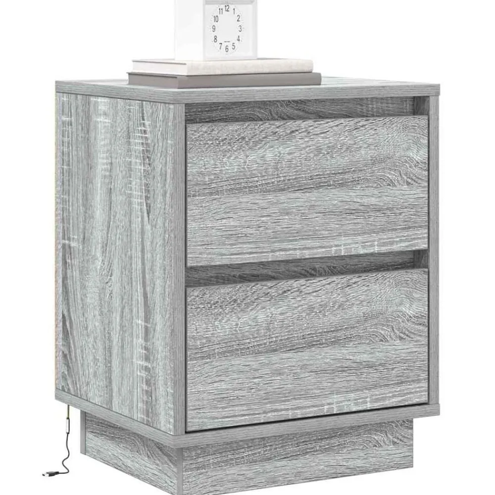 Tafels*vidaXL Nachtkastje met lade Grijs 39 x 34,5 x 50 cm Bewerkt hout Grijs sonoma