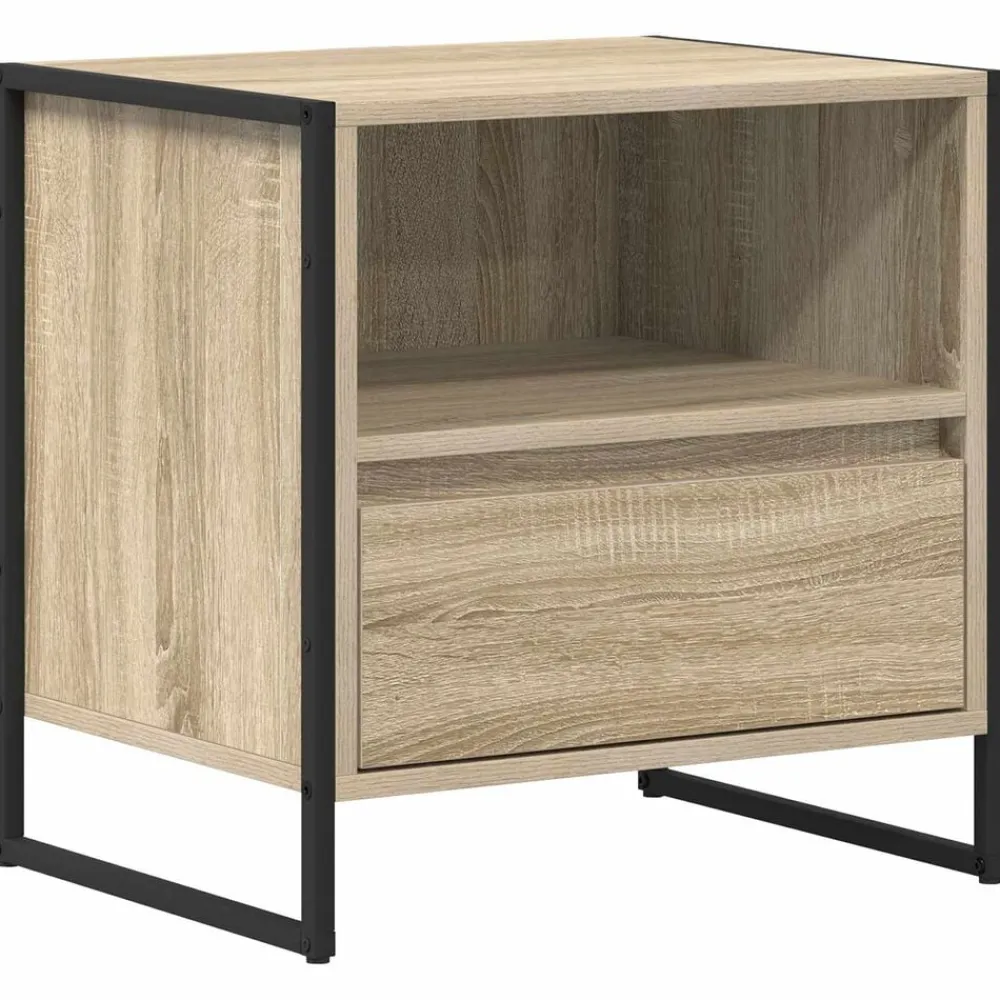 Nachtkastje met lade Sonoma 50 x 39,5 x 50 cm Bewerkt hout>vidaXL Outlet
