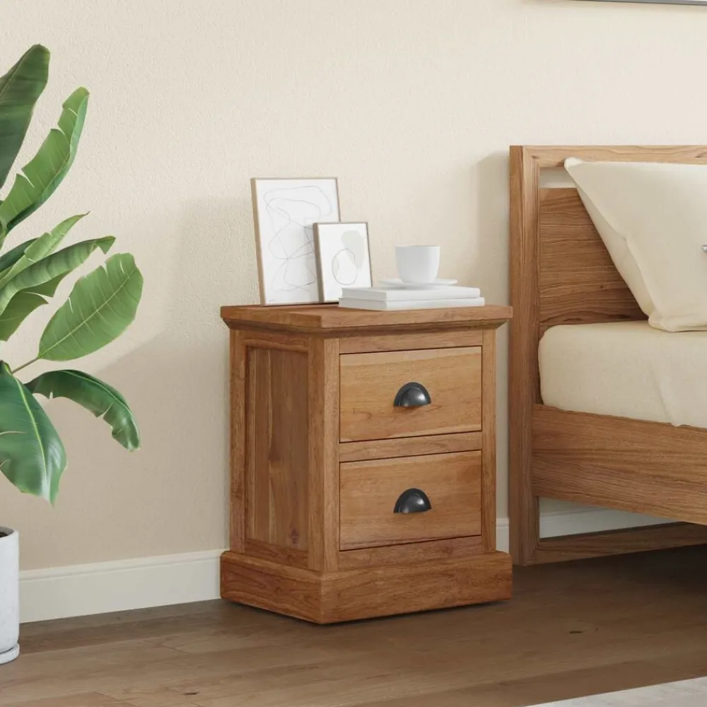 Nachtkastje met lade Naturel 40 x 30 x 50 cm Massief Teakhout>vidaXL Discount