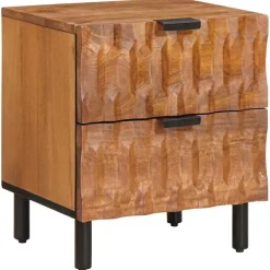 Tafels*vidaXL Nachtkastje met lade Bruin 40 x 33 x 46 cm Massief Mango Hout Acacia bruin afwerking