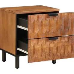 Tafels*vidaXL Nachtkastje met lade Bruin 40 x 33 x 46 cm Massief Mango Hout Acacia bruin afwerking