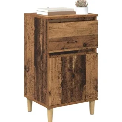 Tafels*vidaXL Nachtkastje met lade Oudhout 40 x 35 x 70 cm Bewerkt hout Oud hout