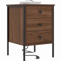 Nachtkastje met lade Bruin Eiken 42 x 41 x 61 cm Bewerkt hout><noscript><img width=