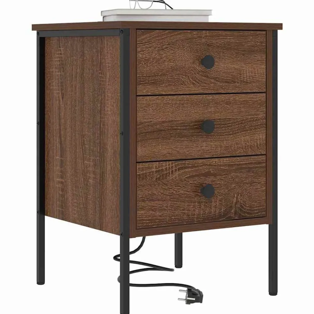 Nachtkastje met lade Bruin Eiken 42 x 41 x 61 cm Bewerkt hout>vidaXL Outlet