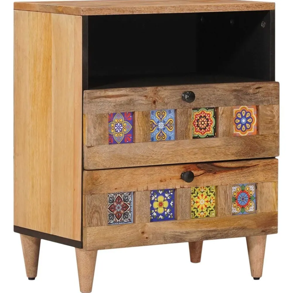 Nachtkastje met lade 50 x 33 x 62 cm Massief Mango Hout>vidaXL Discount
