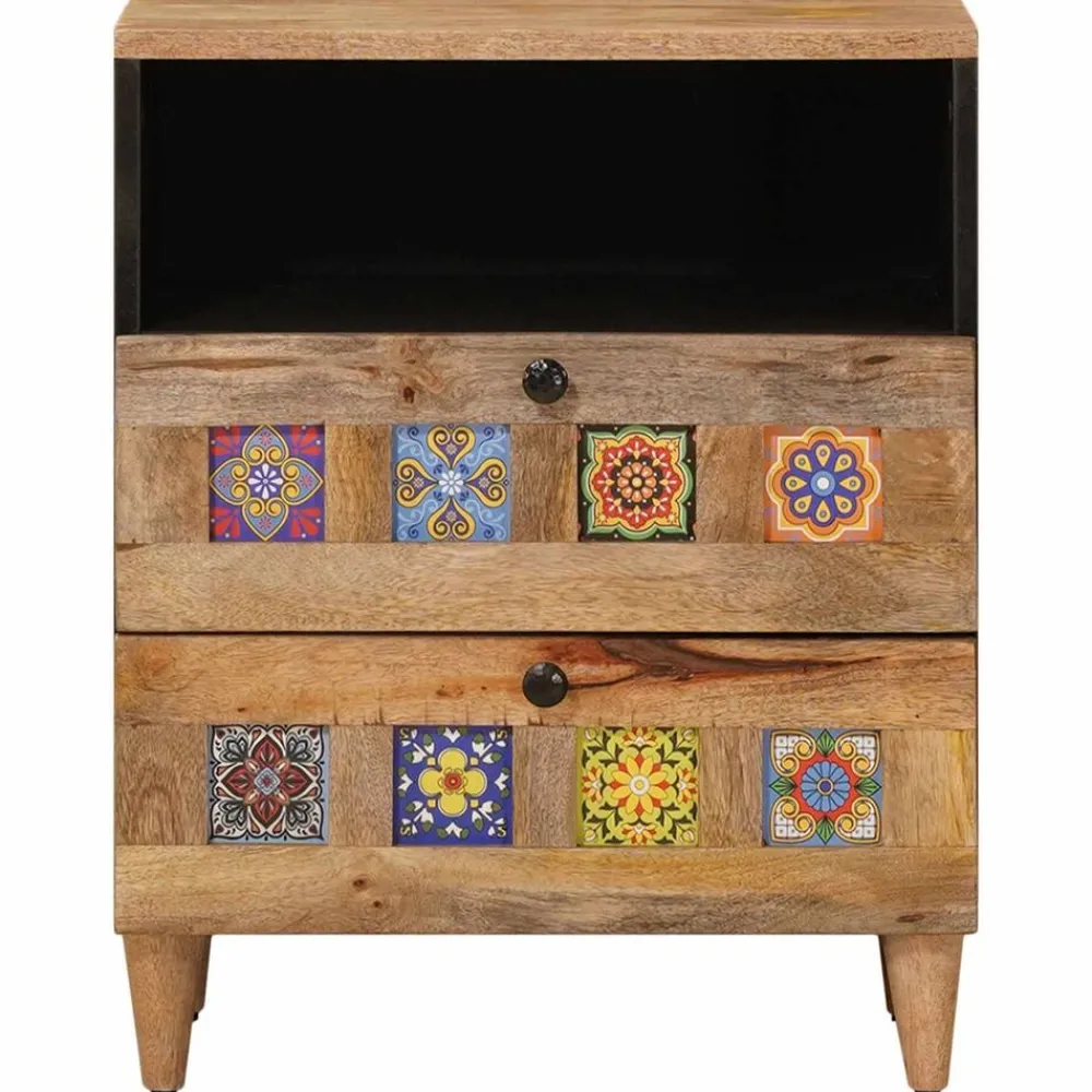 Nachtkastje met lade 50 x 33 x 62 cm Massief Mango Hout>vidaXL Discount
