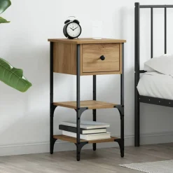 Nachtkastje met lade Bruin 33,5 x 36 x 70 cm Geconstrueerd hout>vidaXL Hot