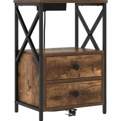 Tafels*vidaXL Nachtkastje met lade 40 x 31 x 60 cm Bewerkt hout Gerookt eiken