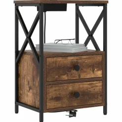 Tafels*vidaXL Nachtkastje met lade 40 x 31 x 60 cm Bewerkt hout Gerookt eiken