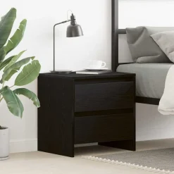 Tafels*vidaXL Nachtkastje met lade 45 x 34 x 44,5 cm Bewerkt hout Zwart eiken