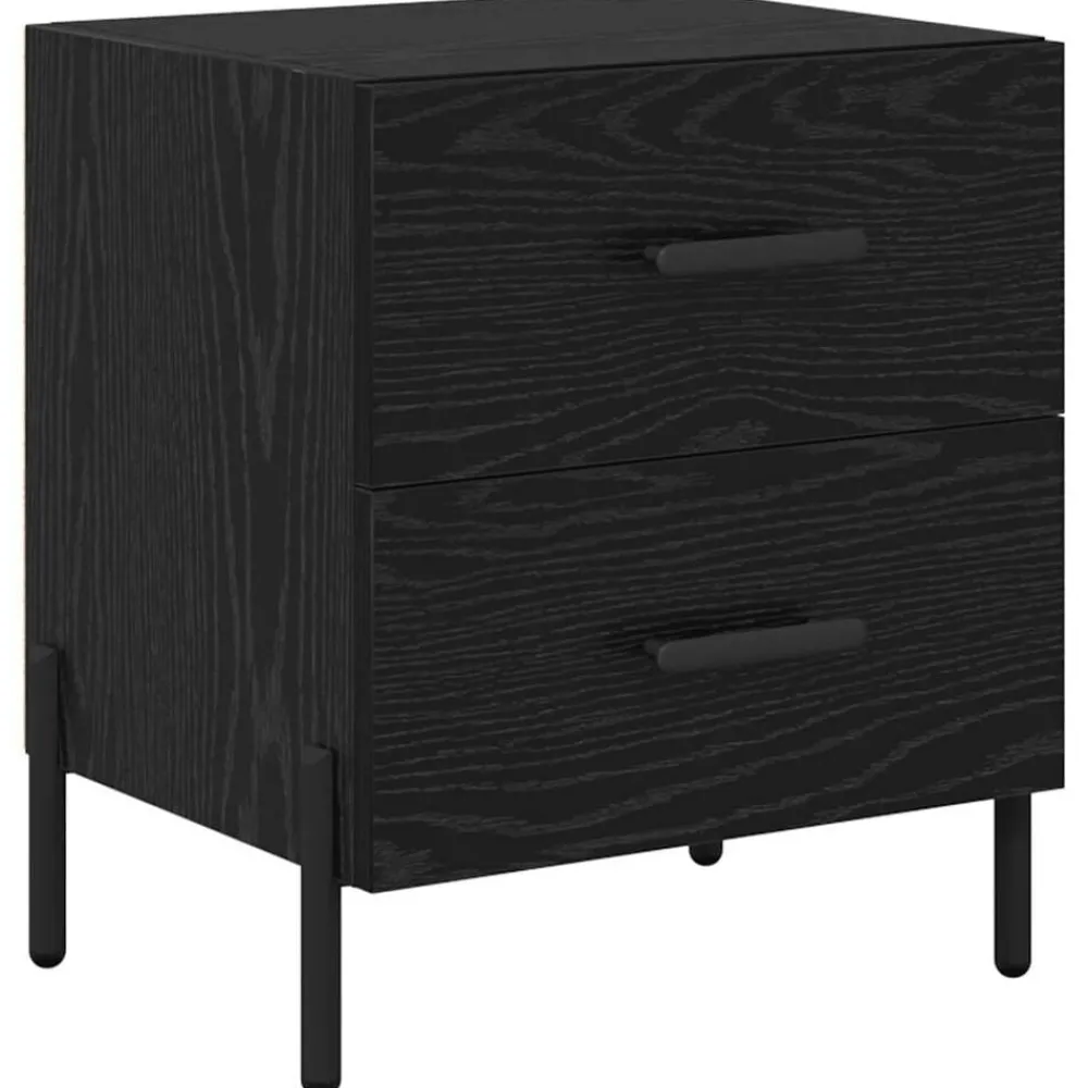Tafels*vidaXL Nachtkastje met lade 40 x 35 x 47,5 cm Bewerkt hout Zwart eiken