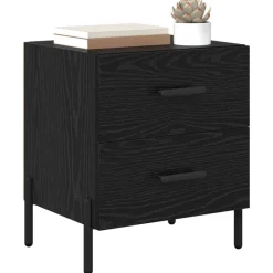 Tafels*vidaXL Nachtkastje met lade 40 x 35 x 47,5 cm Bewerkt hout Zwart eiken