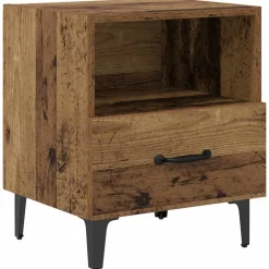 Nachtkastje met lade Oudhout 40 x 35 x 47,5 cm Bewerkt hout>vidaXL Clearance