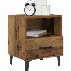 Nachtkastje met lade Oudhout 40 x 35 x 47,5 cm Bewerkt hout><noscript><img width=