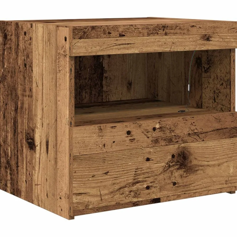 Nachtkastje met lade Oudhout 50 x 40 x 45 cm Bewerkt hout>vidaXL Best