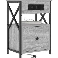 Nachtkastje met lade 40 x 31 x 60 cm Bewerkt hout><noscript><img width=