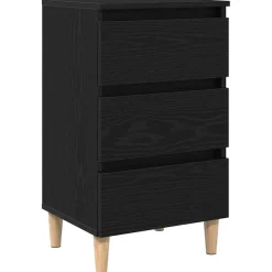 Tafels*vidaXL Nachtkastje met lade 40 x 35 x 69 cm Bewerkt hout Zwart eiken