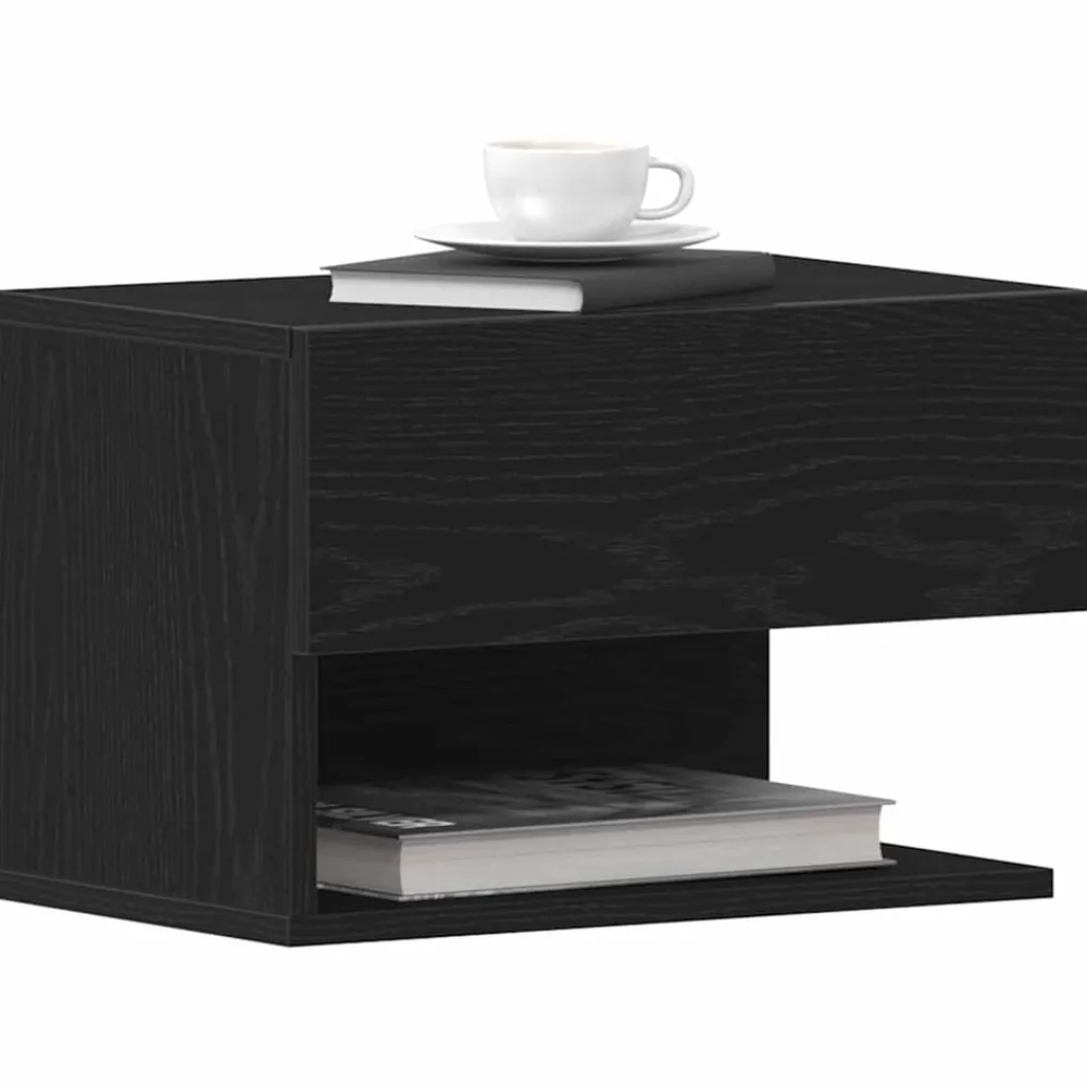 Tafels*vidaXL Nachtkastje met lade 46 x 30 x 30 cm Bewerkt hout Zwart eiken