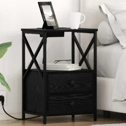 Nachtkastje met lade 40 x 31 x 60 cm Bewerkt hout>vidaXL Outlet