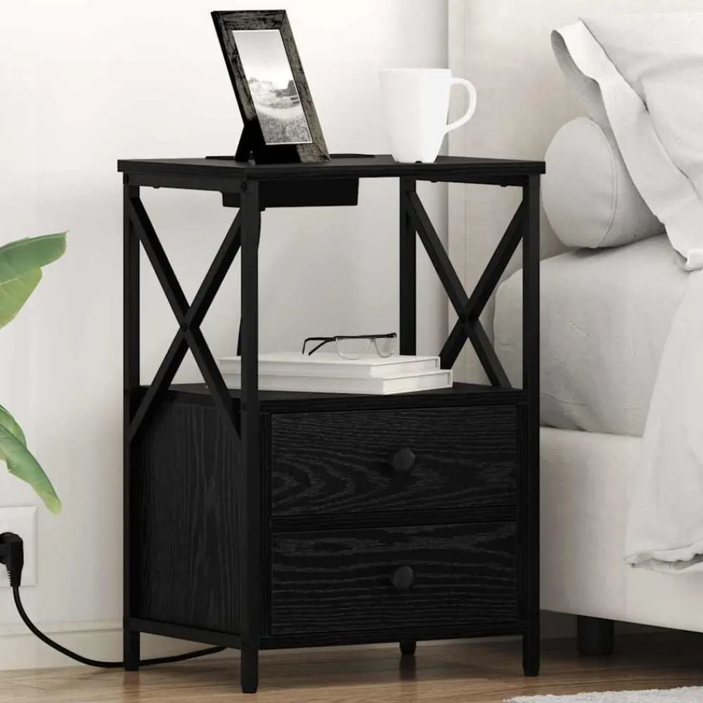 Nachtkastje met lade 40 x 31 x 60 cm Bewerkt hout>vidaXL Outlet