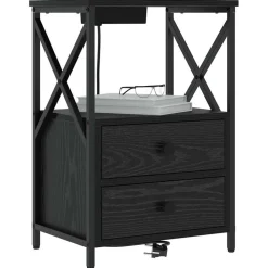 Nachtkastje met lade 40 x 31 x 60 cm Bewerkt hout><noscript><img width=