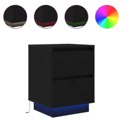 Tafels*vidaXL Nachtkastje met LED-verlichting 38x34x50 cm Zwart