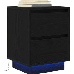 Tafels*vidaXL Nachtkastje met LED-verlichting 38x34x50 cm Zwart