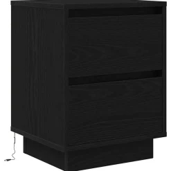 Tafels*vidaXL Nachtkastje met LED-verlichting 38x34x50 cm Zwart