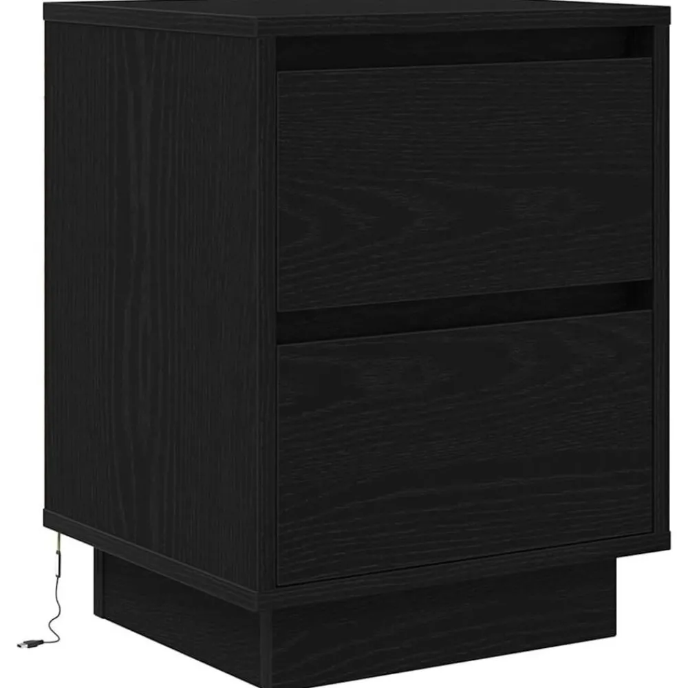 Tafels*vidaXL Nachtkastje met LED-verlichting 38x34x50 cm Zwart