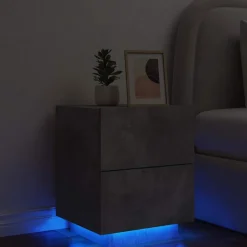 Nachtkastje met LED-verlichting bewerkt hout>vidaXL Best