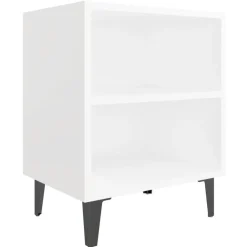 Tafels*vidaXL Nachtkastje met metalen poten 40x30x50 cm Wit