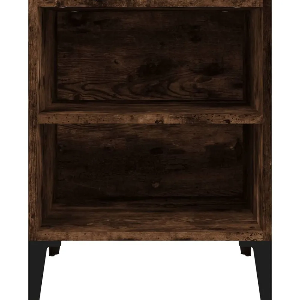 Tafels*vidaXL Nachtkastje met metalen poten 40x30x50 cm kleurig Gerookt eiken