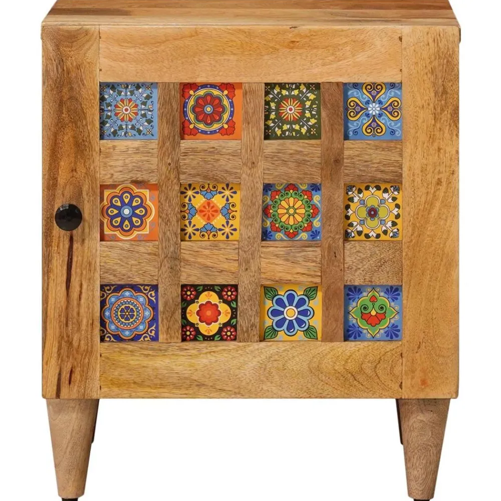 Nachtkastje 40 x 33,5 x 46 cm Massief Mango Hout>vidaXL