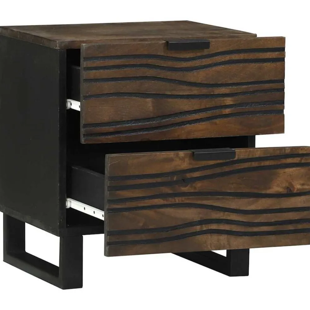 Tafels*vidaXL Nachtkastje 40 x 33 x 46 cm Massief acaciahout Walnotenhout