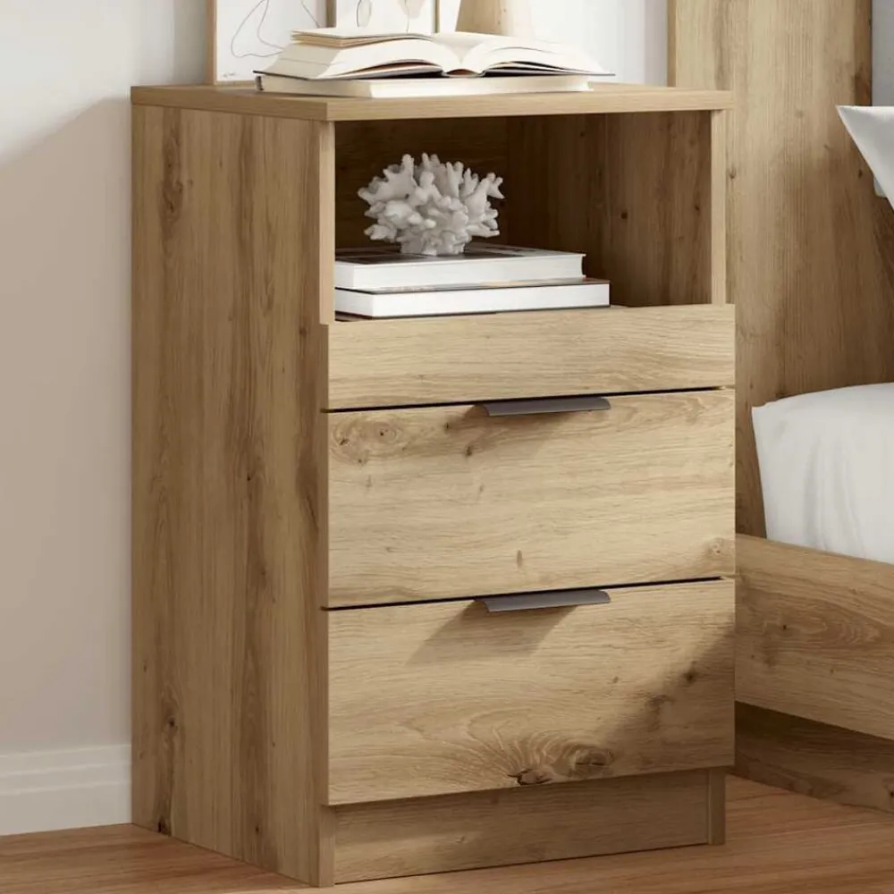 Tafels*vidaXL Nachtkastje 40x36x65 cm bewerkt hout artisanaal eikenkleurig