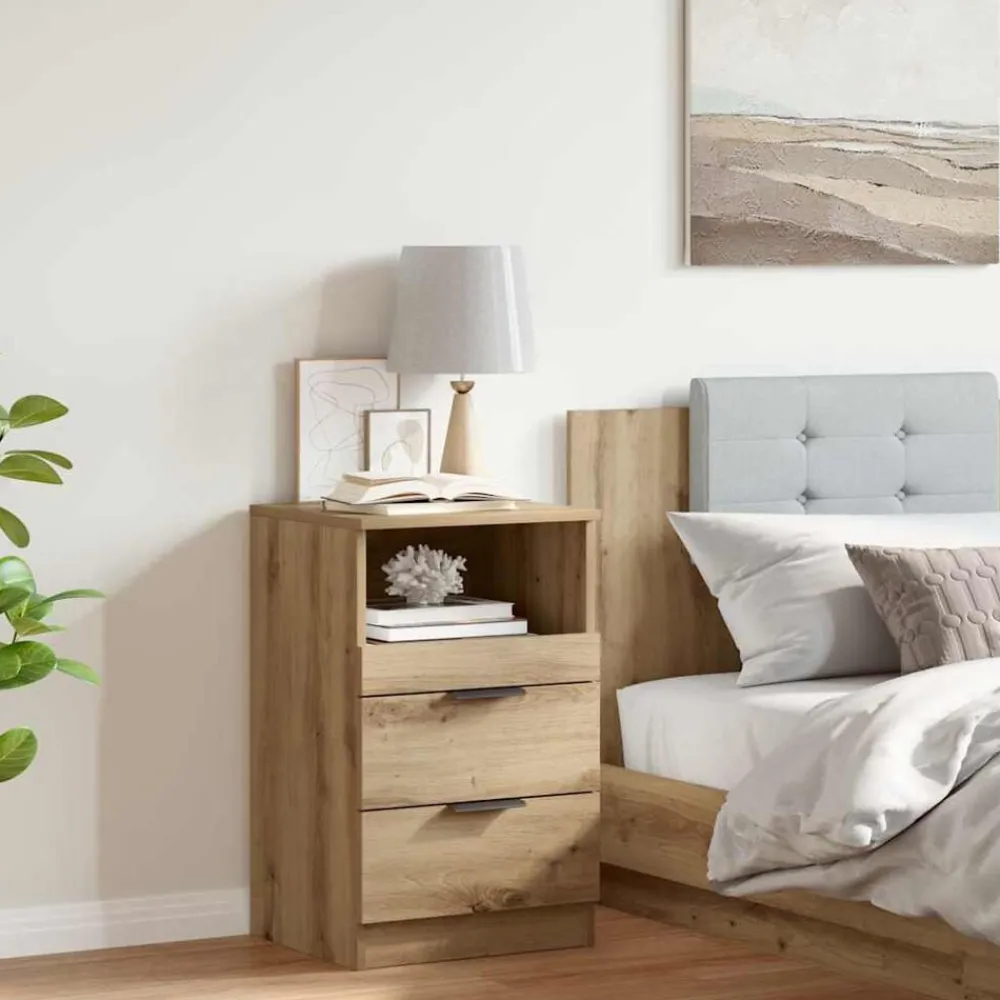 Tafels*vidaXL Nachtkastje 40x36x65 cm bewerkt hout artisanaal eikenkleurig