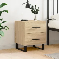 Tafels*vidaXL Nachtkastje 40x35x47,5 cm bewerkt hout kleurig Sonoma eiken