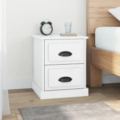 Tafels*vidaXL Nachtkastje 39x39x47,5 cm bewerkt hout Wit