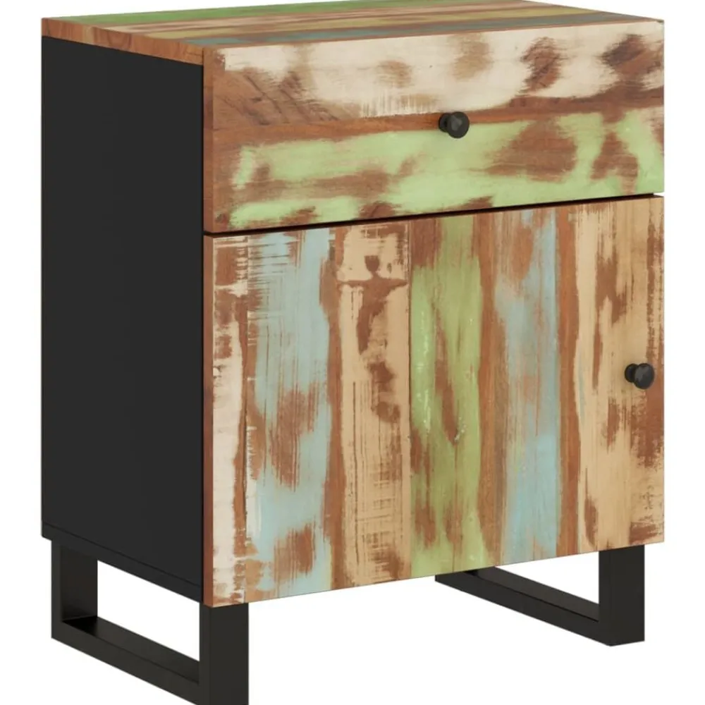 Tafels*vidaXL Nachtkastje 50x33x60 cm massief gerecycled hout en bewerkt hout Multikleur
