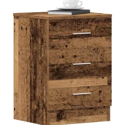 Tafels*vidaXL Nachtkastje 38x35x55 cm bewerkt hout kleurig Oud hout